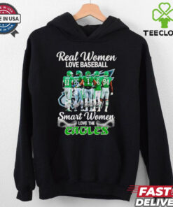 Real Women Love Baseball, Smart Women Love the Eagles Players Shirt, featuring a fun and empowering design that combines a love for baseball and the Philadelphia Eagles. Perfect for female fans who are passionate about both sports and the Eagles!