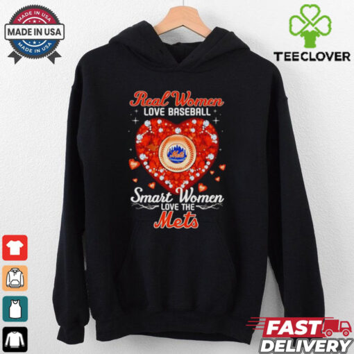 Real women love baseball smart women love the Mets diamond heart hoodie, sweater, longsleeve, shirt v-neck, t-shirt