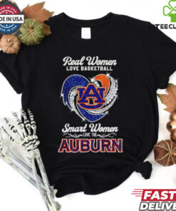 Real women love basketball smart women love the Auburn diamond heart shirt