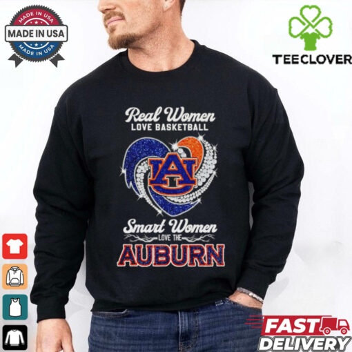 Real women love basketball smart women love the Auburn diamond heart shirt