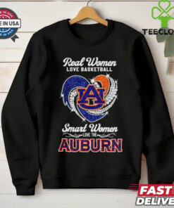 Real women love basketball smart women love the Auburn diamond heart shirt