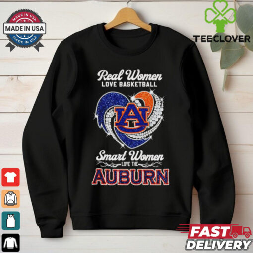 Real women love basketball smart women love the Auburn diamond heart shirt