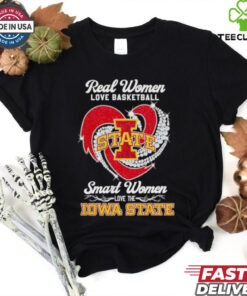 Real women love basketball smart women love the Iowa State diamond heart shirt