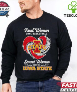 Real women love basketball smart women love the Iowa State diamond heart shirt