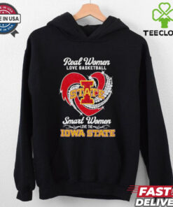 Real women love basketball smart women love the Iowa State diamond heart shirt