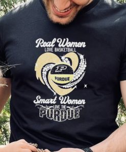 Real women love basketball smart women love the purdue boilermaker heart diamond T shirts