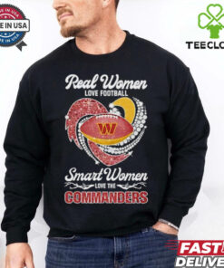 Real women love football smart somen love The Washington Commanders faux glitter heart shirt