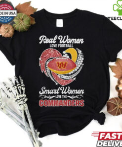 Real women love football smart somen love The Washington Commanders faux glitter heart shirt