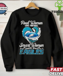 Real women love football smart women love Eagles heart lights shirt