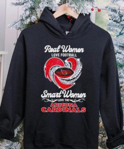 Real women love football smart women love the Arizona Cardinals football heart logo shirt