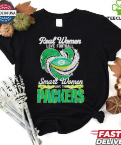 Real women love football smart women love the Green Bay Packers diamond heart shirt