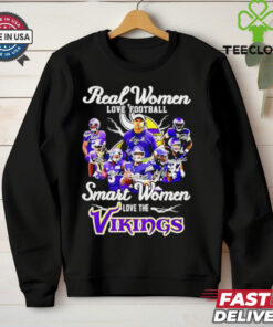 Real Women Love Football, Smart Women Love the Minnesota Vikings All-Team Shirt, featuring a bold and empowering design with the Minnesota Vikings logo. Perfect for female fans who are passionate about football and proudly support the Vikings.