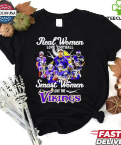 Real Women Love Football, Smart Women Love the Minnesota Vikings All-Team Shirt, featuring a bold and empowering design with the Minnesota Vikings logo. Perfect for female fans who are passionate about football and proudly support the Vikings.