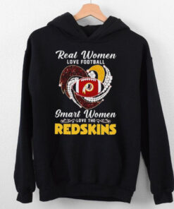 Real women love football smart women love the Redskins diamond heart shirt