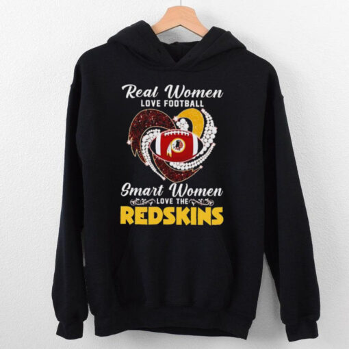 Real women love football smart women love the Redskins diamond heart hoodie, sweater, longsleeve, shirt v-neck, t-shirt