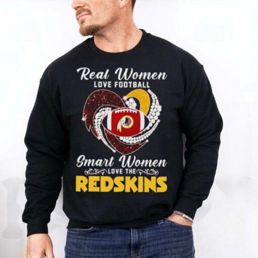 Real women love football smart women love the Redskins diamond heart hoodie, sweater, longsleeve, shirt v-neck, t-shirt