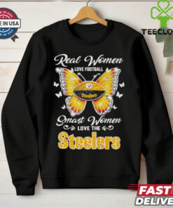 Real women love football smart women love the Steelers butterfly shirt