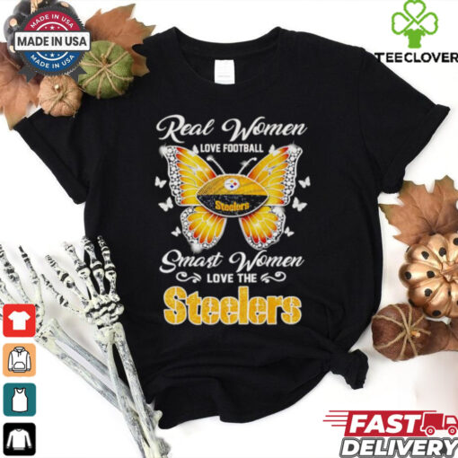 Real women love football smart women love the Steelers butterfly shirt