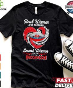 Real women love football smart women love the Tampa Bay Buccaneers diamond heart shirt