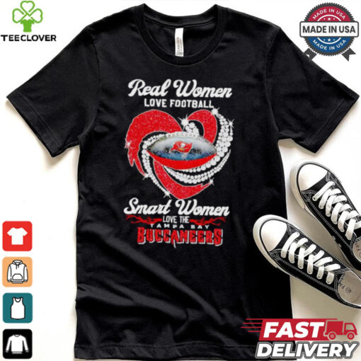 Real women love football smart women love the Tampa Bay Buccaneers diamond heart shirt