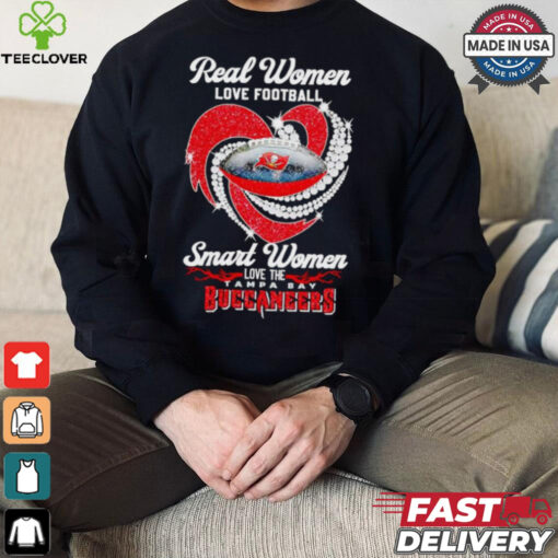 Real women love football smart women love the Tampa Bay Buccaneers diamond heart shirt