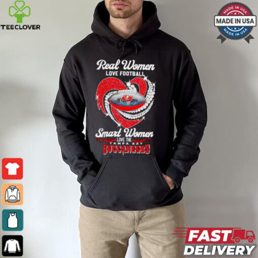 Real women love football smart women love the Tampa Bay Buccaneers diamond heart shirt