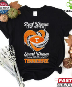 Real women love football smart women love the Tennessee Volunteers diamonds heart shirt for Fan