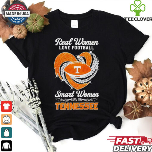 Real women love football smart women love the Tennessee Volunteers diamonds heart shirt for Fan