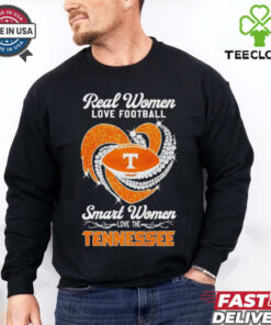 Real women love football smart women love the Tennessee Volunteers diamonds heart shirt for Fan