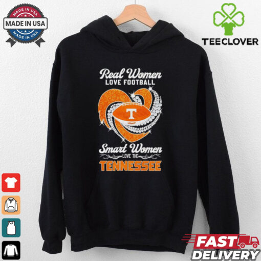 Real women love football smart women love the Tennessee Volunteers diamonds heart shirt for Fan