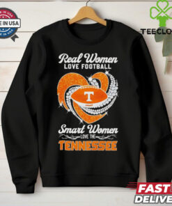Real women love football smart women love the Tennessee Volunteers diamonds heart shirt for Fan