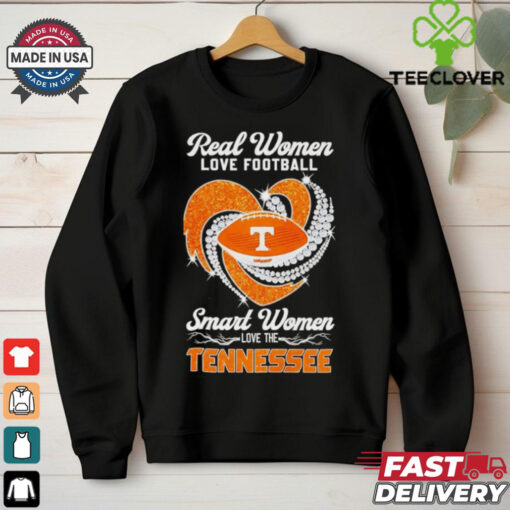 Real women love football smart women love the Tennessee Volunteers diamonds heart shirt for Fan