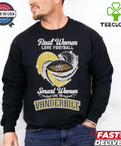 Real women love football smart women love the Vanderbilt diamond heart shirt