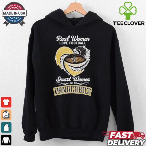 Real women love football smart women love the Vanderbilt diamond heart shirt