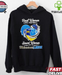 Real women love football smart women love the Wolverines and Lions diamond heart shirt