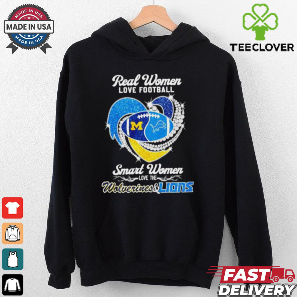 Real women love football smart women love the Wolverines and Lions diamond heart shirt Real women love football smart women love the Wolverines and Lions diamond heart shirt
