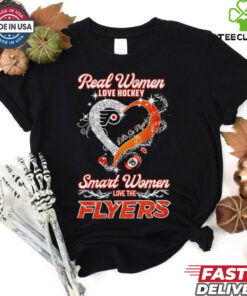 Real women love hockey smart women love the Flyers diamond heart shirt
