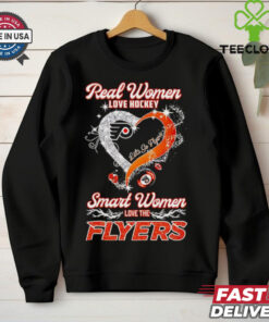 Real women love hockey smart women love the Flyers diamond heart shirt