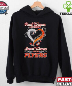 Real women love hockey smart women love the Flyers diamond heart shirt