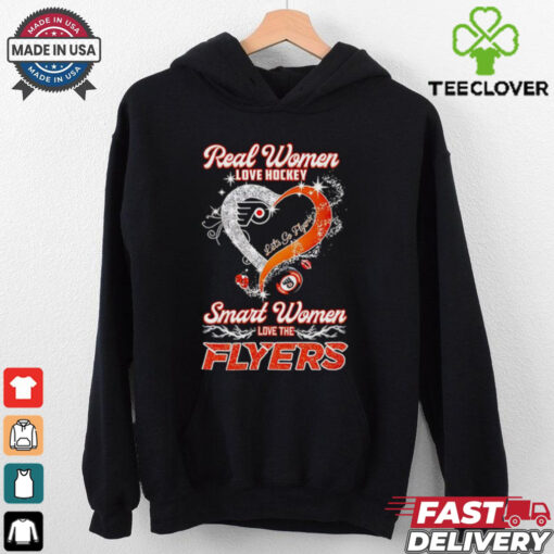 Real women love hockey smart women love the Flyers diamond heart shirt