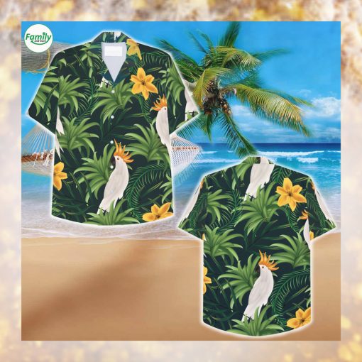 Realistic tropical leaves and birds Hawaiian Shirt