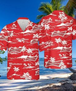 Red Aloha Budweiser Beer Funny Hawaiian Shirt Beach Pattern