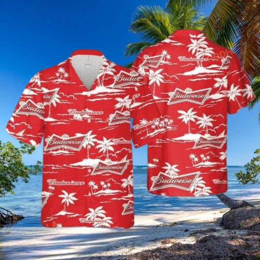 Red Aloha Budweiser Beer Funny Hawaiian Shirt Beach Pattern