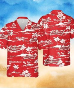 Red Aloha Budweiser Beer Funny Hawaiian Shirt Beach Pattern