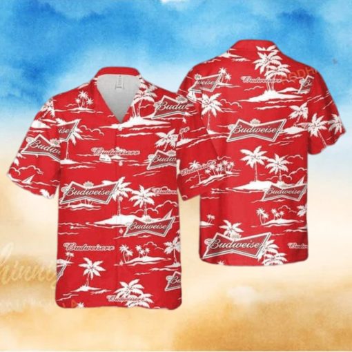 Red Aloha Budweiser Beer Funny Hawaiian Shirt Beach Pattern