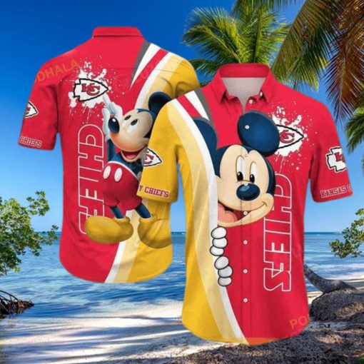 Red Aloha Mickey Mouse Disney NFL Kansas City Chiefs Funny Hawaiian Shirt