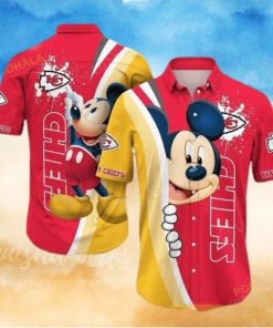 Red Aloha Mickey Mouse Disney NFL Kansas City Chiefs Funny Hawaiian Shirt