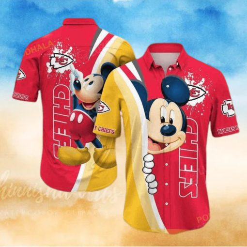 Red Aloha Mickey Mouse Disney NFL Kansas City Chiefs Funny Hawaiian Shirt