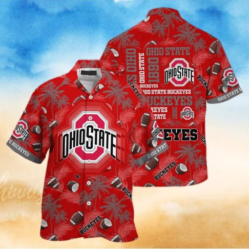 Red Aloha NCAA Ohio State Buckeyes Hawaiian Shirt Best Beach Gift