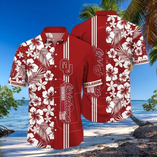 Red Aloha NCAA Oklahoma Sooners Hawaiian Shirt Gift For Beach Trip